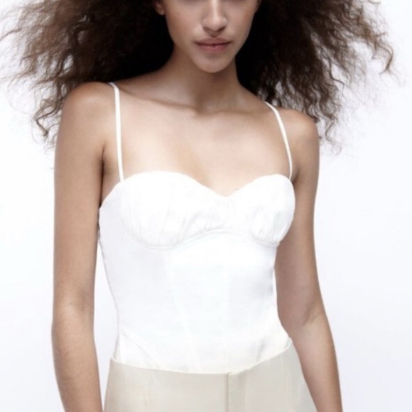 Zara White Bodysuit Corset Top - Picture 1 of 9